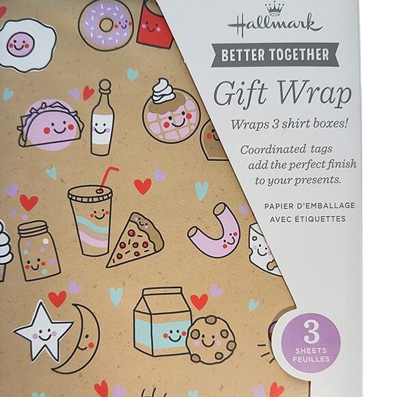 Hallmark 5-Pack Recyclable Gift Wrap Sheets Tags Better Together Friendship New - Picture 3 of 6